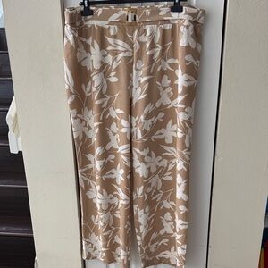 Soho Tan and White Floral Wide Leg Pants